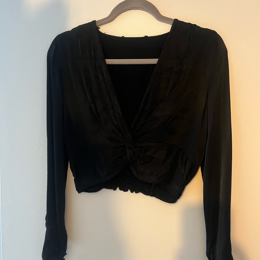 Zara Satin Cropped Blouse